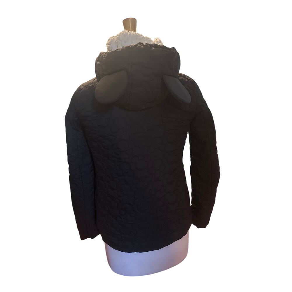 Women XS Disney Black Quilted Mickey Mouse Icon Sherpa Fleece Lined Jacket Coat - Picture 5 of 7